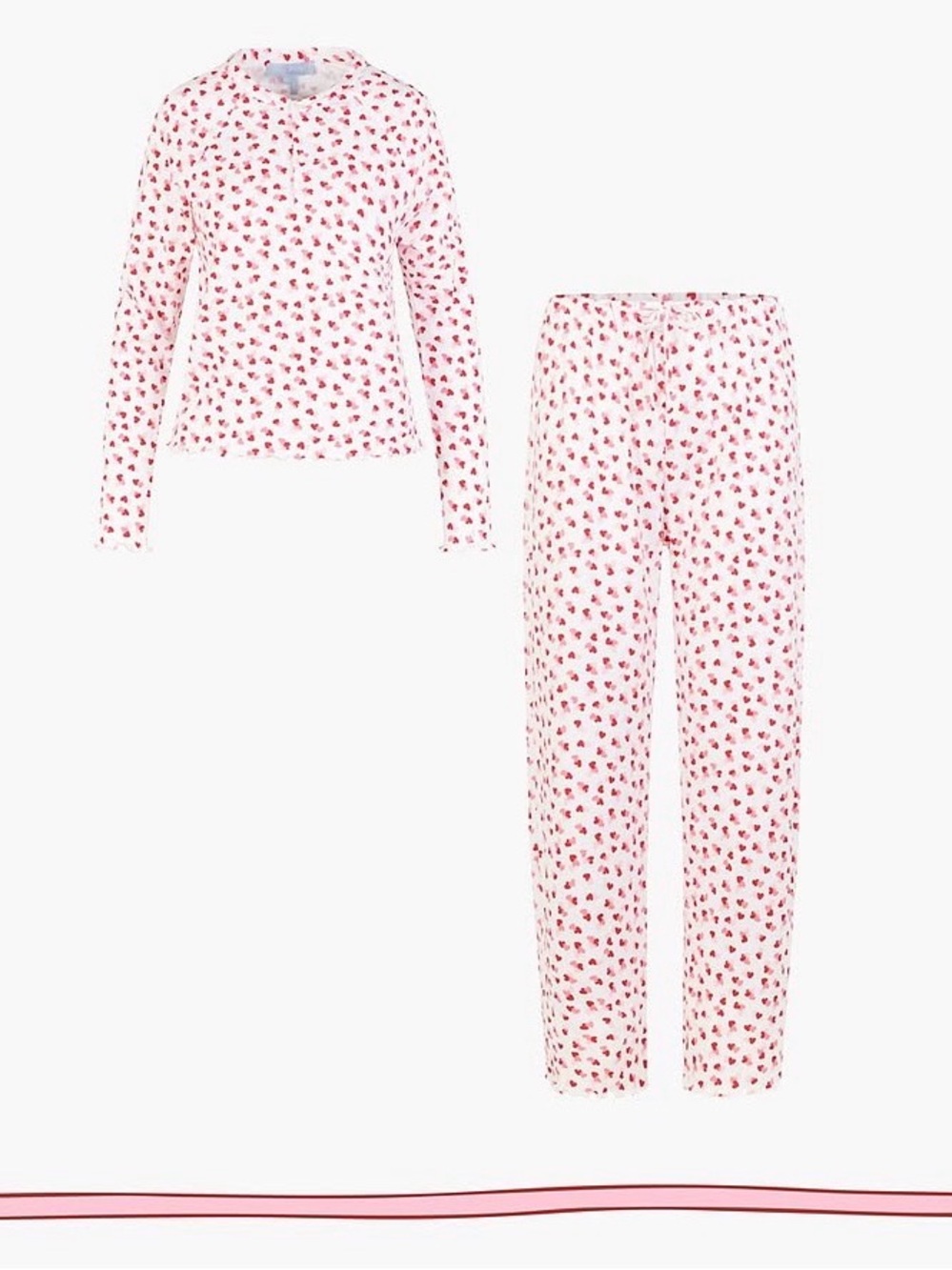 NWT Hill house The Olivia Pajama Top only Lots of Hearts, pink/red medium women
